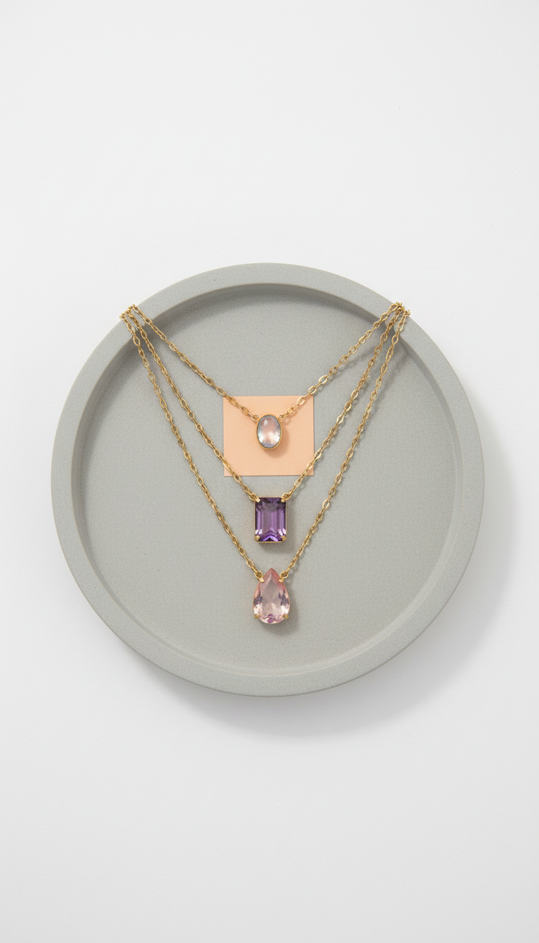 Collier pendentif pierres superposées